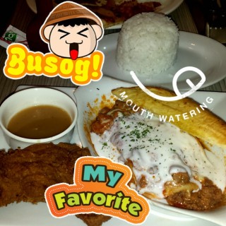 Lasagna with garlic bread and chicken plus extra rice - dari Greenwich (Laguna) di Laguna |Other Provinces